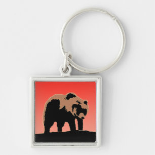 Grizzly Bear at Sunset - Original Wildlife Art Key Ring