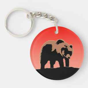 Grizzly Bear at Sunset - Original Wildlife Art Key Ring