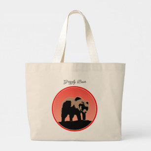 Grizzly Bear at Sunset - Original Wildlife Art Large Tote Bag