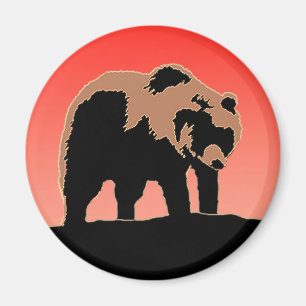 Grizzly Bear at Sunset - Original Wildlife Art Magnet