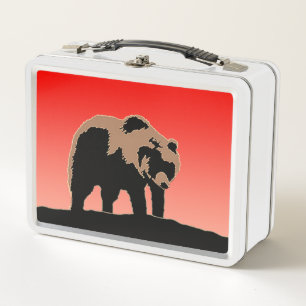 Grizzly Bear at Sunset  - Original Wildlife Art Metal Lunch Box