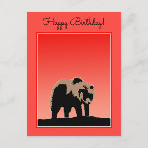 Grizzly Bear at Sunset - Original Wildlife Art Postcard