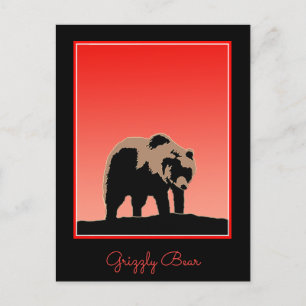 Grizzly Bear at Sunset - Original Wildlife Art Postcard