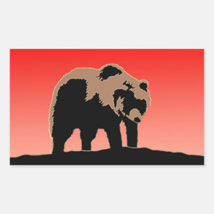 Grizzly Bear at Sunset  - Original Wildlife Art Rectangular Sticker