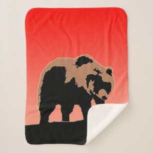 Grizzly Bear at Sunset  - Original Wildlife Art Sherpa Blanket