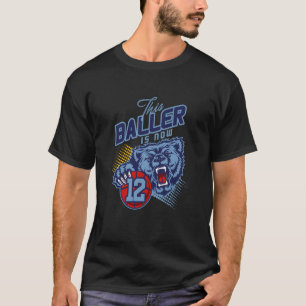 Grizzly Bear Basketball 12 Years Old Birthday Ball T-Shirt