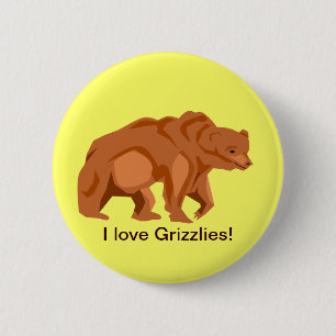 Grizzly Bear Button