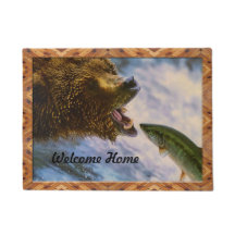 Grizzly Bear Catching Steelhead Salmon Doormat