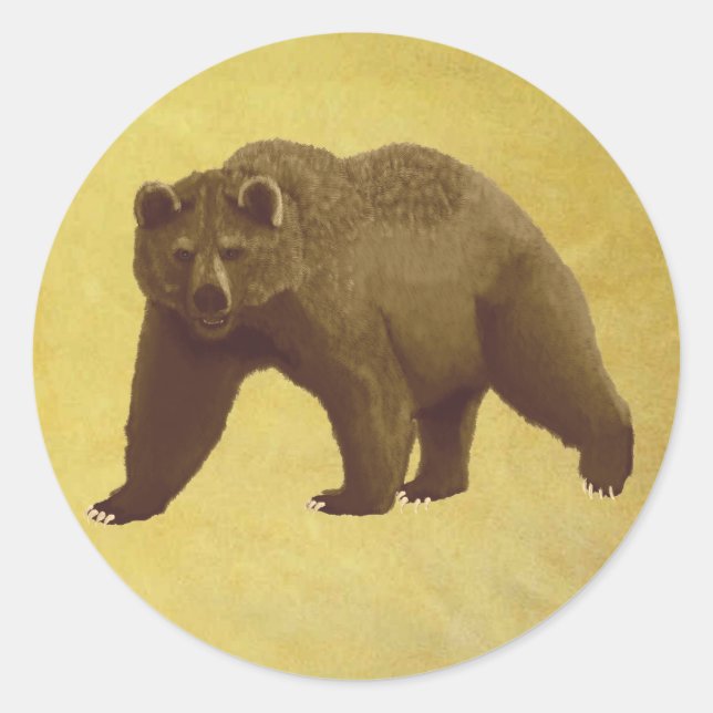 Grizzly Bear Classic Round Sticker (Front)
