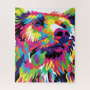 Grizzly bear colourful pop art abstract jigsaw puzzle