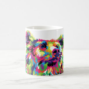 Grizzly bear colourful pop art coffee mug