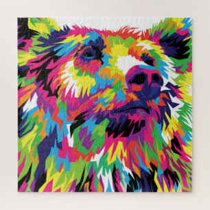 Grizzly bear colourful pop art jigsaw puzzle