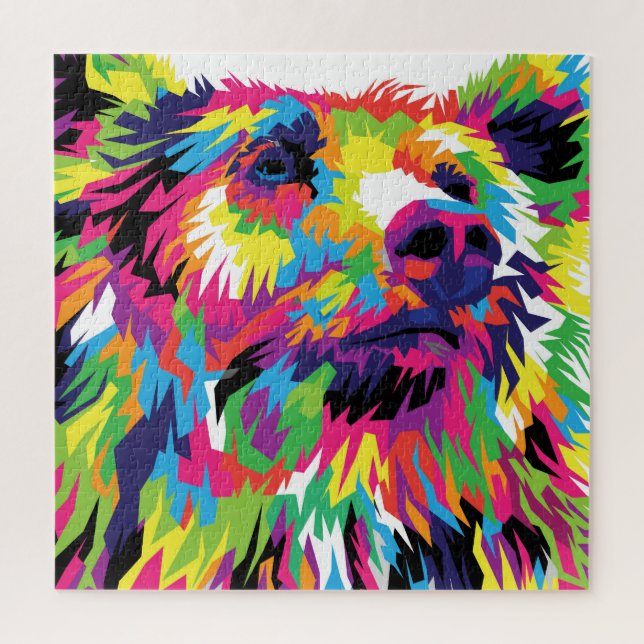 Grizzly bear colourful pop art jigsaw puzzle (Vertical)