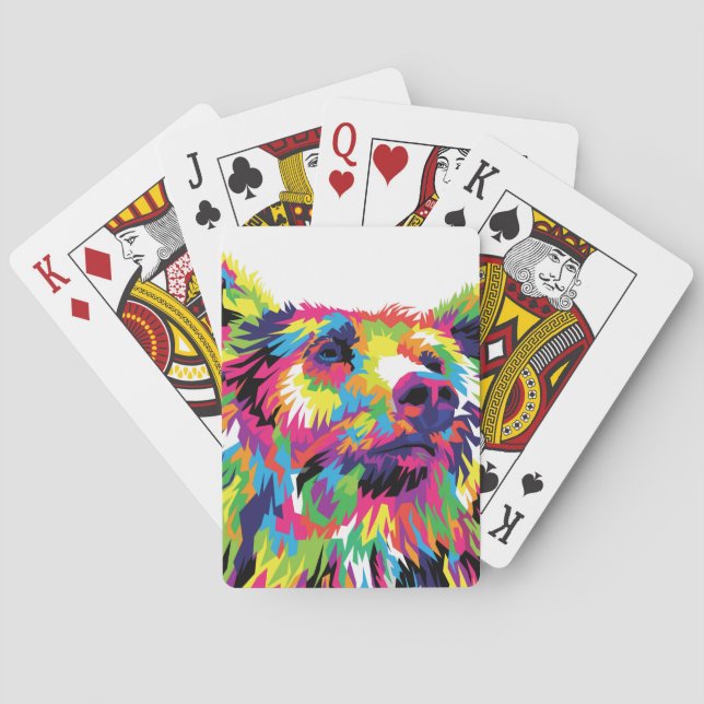 Grizzly bear colourful pop art playing cards (Back)