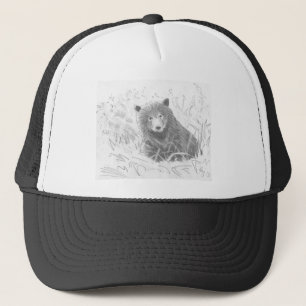 Grizzly Bear Cub Drawing Trucker Hat