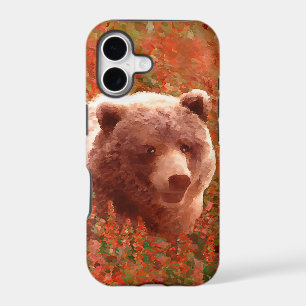 Grizzly Bear Cub in Fireweed Painting Wildlife Art