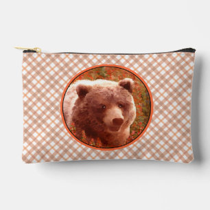 Grizzly Bear Cub in Fireweed Painting Wildlife Art Accessory Pouch
