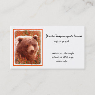 Grizzly Bear Cub in Fireweed Painting Wildlife Art Business Card