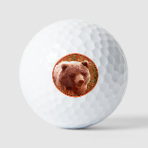 Grizzly Bear Cub in Fireweed Painting Wildlife Art Golf Balls