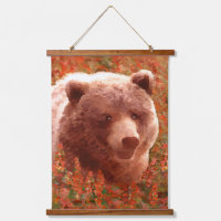 Grizzly Bear Cub in Fireweed Painting Wildlife Art