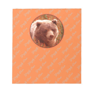 Grizzly Bear Cub in Fireweed Painting Wildlife Art Notepad