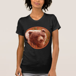 Grizzly Bear Cub in Fireweed Painting Wildlife Art T-Shirt