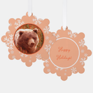 Grizzly Bear Cub in Fireweed Painting Wildlife Art Tree Decoration Card