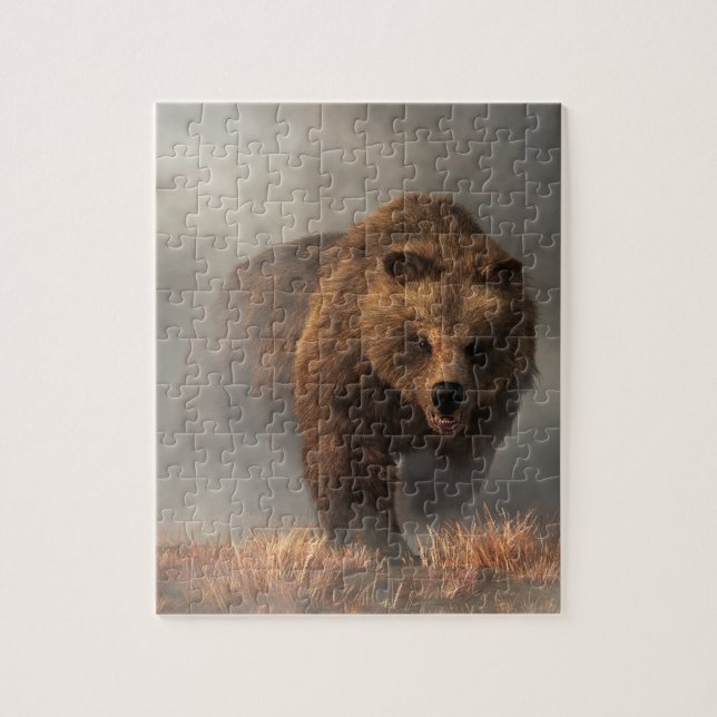 Grizzly Bear Emerging from the Fog Jigsaw Puzzle (Vertical)