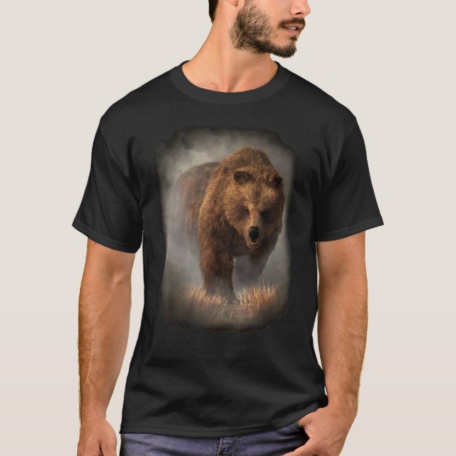 Grizzly Bear Emerging From The Fog T-Shirt (Front)