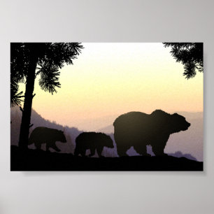 Grizzly Bear family Poster