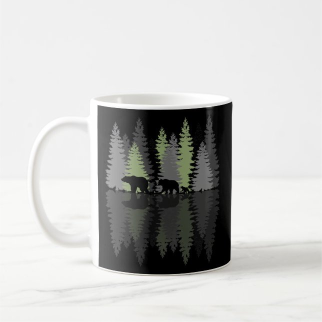 Grizzly Bear Family Trees Forest Wilderness Coffee Mug (Left)