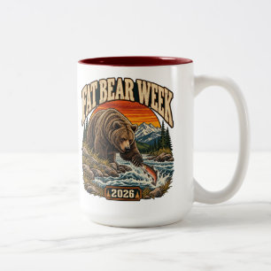 Grizzly Bear Fishing 2026 Vintage Outdoors Lover Two-Tone Coffee Mug