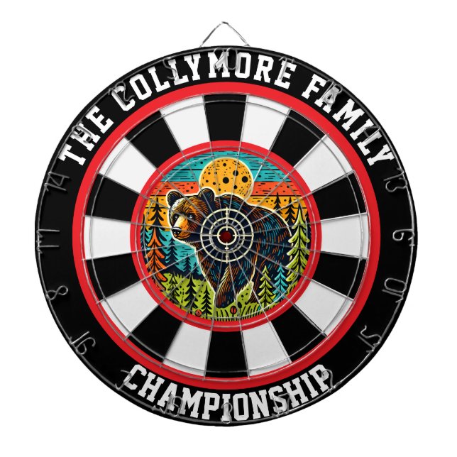 Grizzly Bear Forest Target Circle Dartboard (Front)