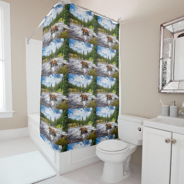 GRIZZLY BEAR IN ALASKA SHOWER CURTAIN (In Situ)