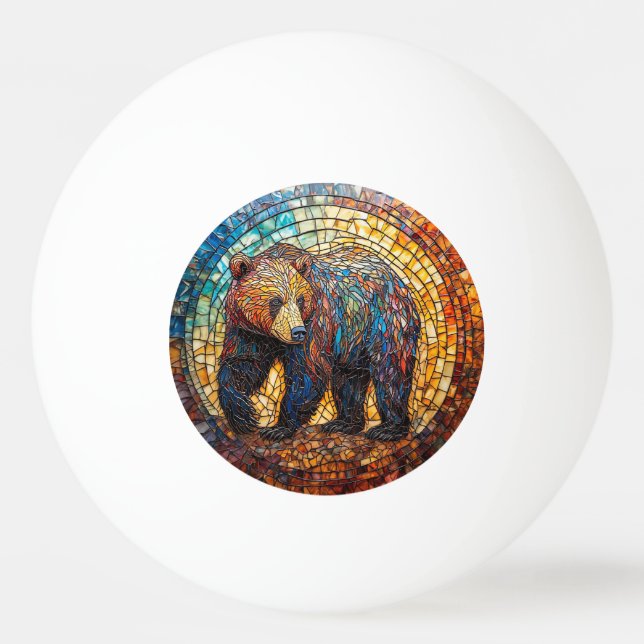 Grizzly Bear in Artistic Design Ping Pong Ball (Front)