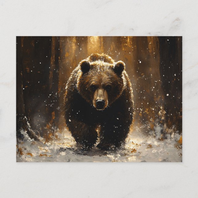 Grizzly Bear in the Forest Painting Postcard (Front)