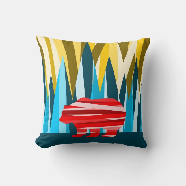 Grizzly Bear In The Mountains Colourful Pattern Cushion (Front)
