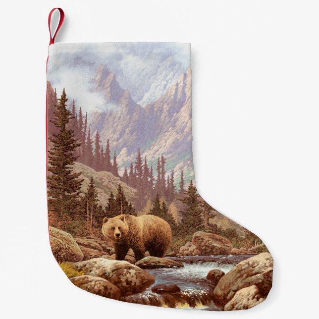 Grizzly Bear in the Rocky Mountains / AF-006bear,g Small Christmas Stocking (Front)
