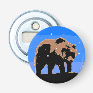 Grizzly Bear in Winter - Original Wildlife Art Bottle Opener