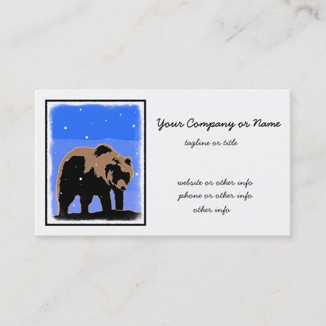 Grizzly Bear in Winter  - Original Wildlife Art Business Card (Front)