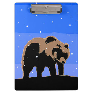 Grizzly Bear in Winter - Original Wildlife Art Clipboard