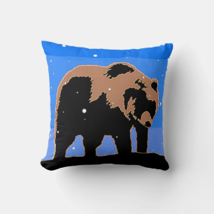 Grizzly Bear in Winter  - Original Wildlife Art Cushion