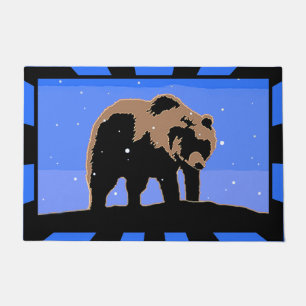 Grizzly Bear in Winter  - Original Wildlife Art Doormat