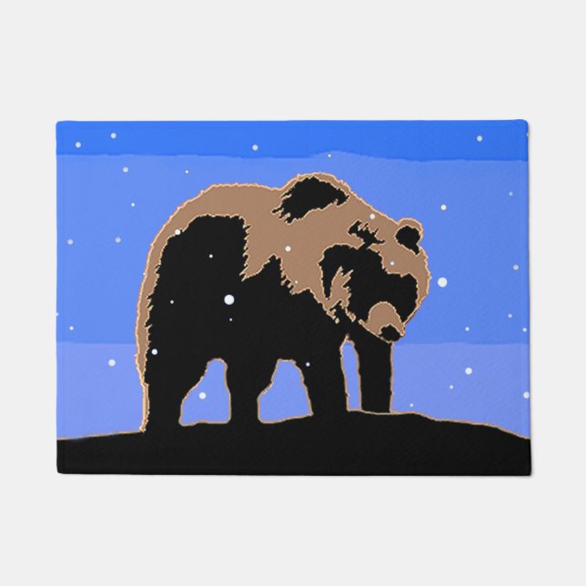 Grizzly Bear in Winter  - Original Wildlife Art Doormat (Front)