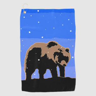 Grizzly Bear in Winter - Original Wildlife Art Golf Towel