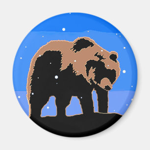 Grizzly Bear in Winter - Original Wildlife Art Magnet
