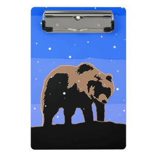 Grizzly Bear in Winter - Original Wildlife Art Mini Clipboard