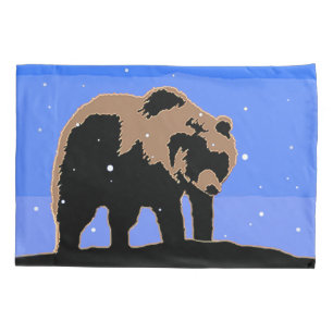 Grizzly Bear in Winter - Original Wildlife Art Pillowcase