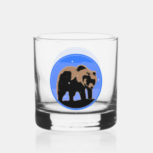 Grizzly Bear in Winter - Original Wildlife Art Whiskey Glass
