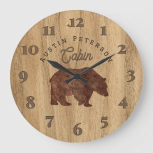 Grizzly Bear Lodge Large Clock